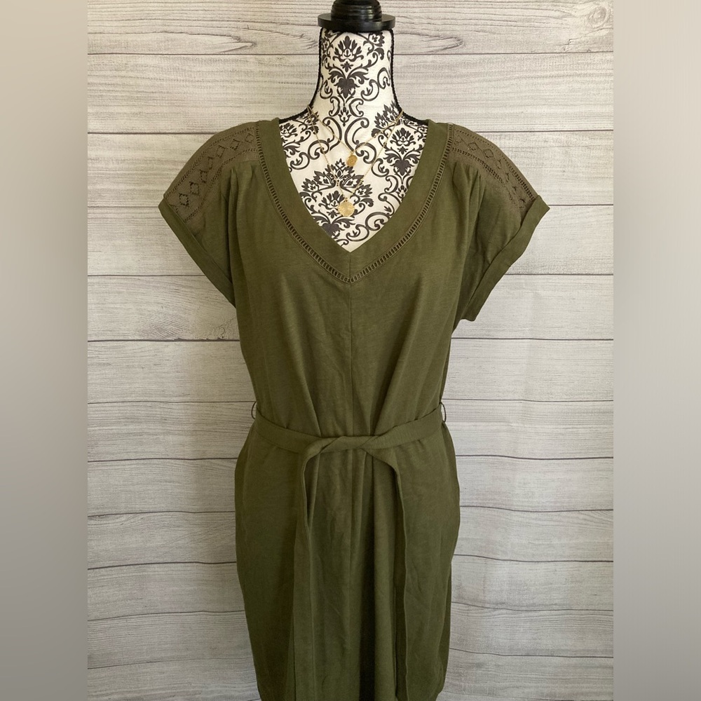 SONOMA | Olive Green V-Neck Midi Dress